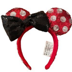 Disney Adult Handband OS Glitter Minnie Mouse Sparkle Polka Dot Ears
